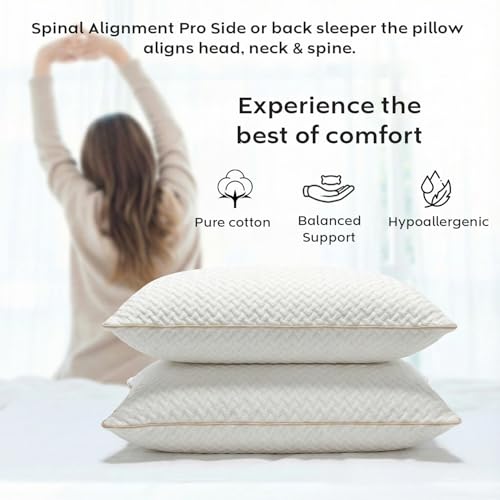 Image of AYKA Super Soft Microfiber Bed Pillow | Virgin Fiber Filled Plush Pillow | Adequate Firmness & Neck Support | Hypoallergenic, Washable | Ideal for Side, Back & Stomach Sleepers | White | Pack of 2