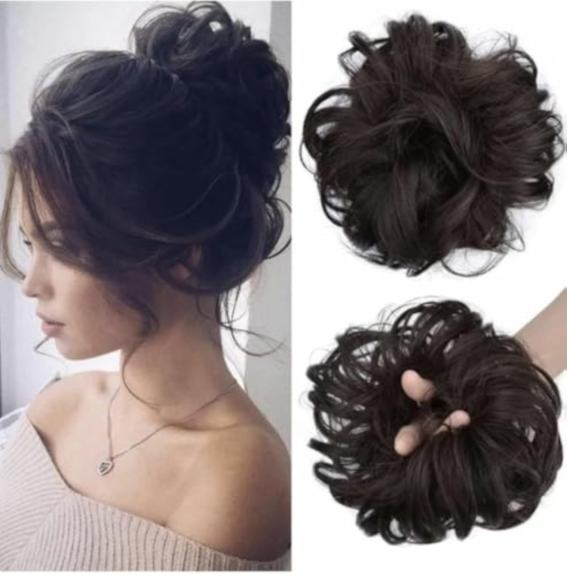 Curly/Messy Brown Bun Juda Hair Extension for Women