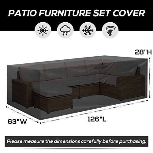 Patio Furniture Covers, 126L X 63W X 28H Outdoor Furniture Cover Waterproof And Uv Resistant, Extra Large Outdoor Table And Chair Cover Snowproof And Tear Resistant #TOP1