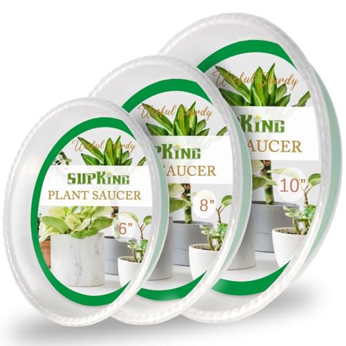 SupKing 9 Pack Plant Saucers (6inch /8inch /10inch) Heavy Sturdy Plant Trays Pot Tray for Indoor Clear Plastic Flower Pot Saucers Thicker Plant Water Drip Trays for pots- Clear