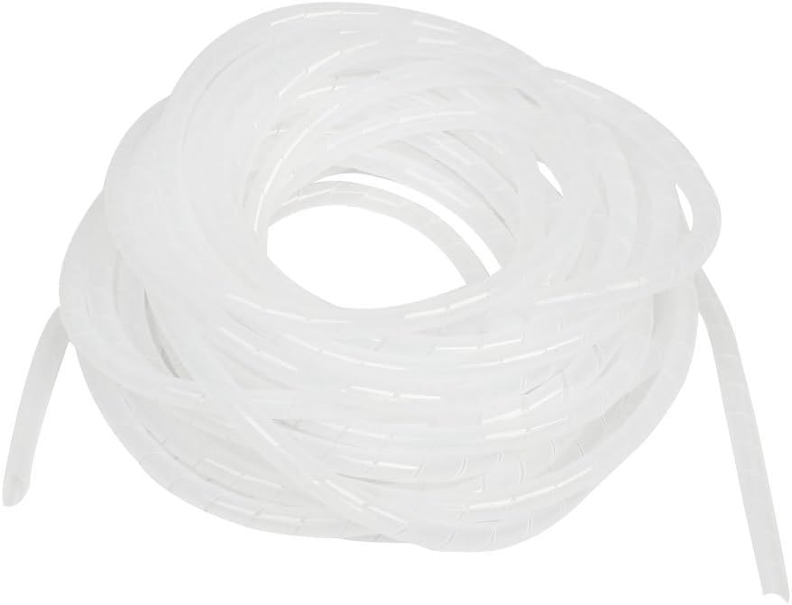 IDUINO 10M 32 Ft PE Clear White Polyethylene Spiral Wire Wrap Tube PC Manage Cable 10mm 0.39'' for Computer Cable, Car Cable (Dia 10MM-Length 10M, White)-image-0