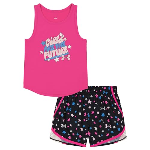Image of Under Armour girls Outdoor Set, Coordinating Top & Bottom, Pants Or Shorts, Durable Stretch and Comfortable