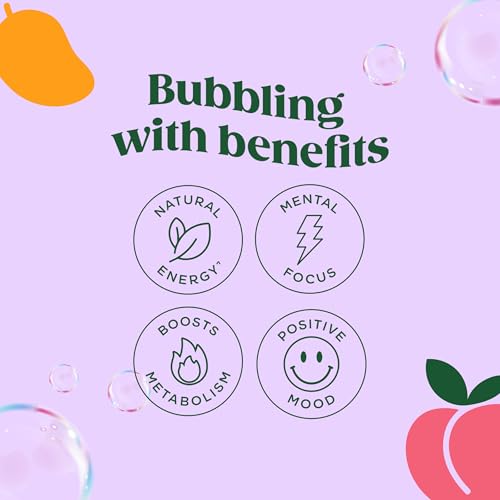 Image of Bloom Nutrition Sparkling Energy Drink, Peach Mango | Zero Sugar | 180mg Caffeine | For Focus | 24 Pack