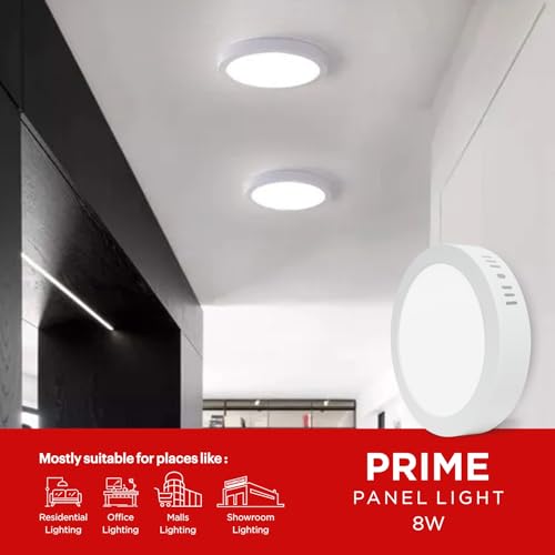 Image of Pride Lighting | Prime LED Panel | 8 Watt | Round | Surface Ceiling Light (White)