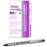 Pentel EnerGel NV Liquid Gel Pen, 0.7mm, Medium Line Capped, Metal Tip, Violet Ink, Box of 12 (BL27-V)