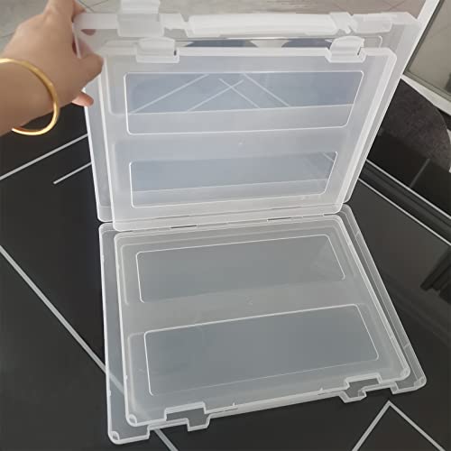 Aggofory Plastic A4 File Box, 2 Pack Transparent Double-Buckle Storage Box For Paper, Book Documents Magazines Paper Protector, School Office Storage Container (2 Size) #TOP3
