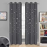 NICETOWN Starry Curtains Blackout Panels - Soft & Thick Room Darkening Curtains with Hollow Out Twinkle Stars for Boys/Nursery/Kids Room Window Drapes (2 Panels, 42W x 84L inches, Gray)