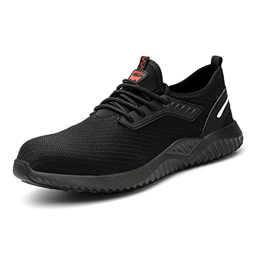 Leichte Sicherheitsschuhe Herren Damen Arbeitsschuhe Stahlkappe Sport Sneakers, Schwarz , 45 EU Cover