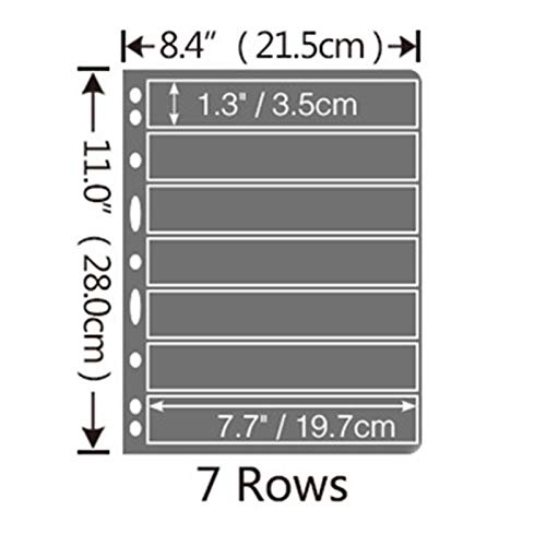 MUROAD Stempelseiten für Briefmarkenalbum, 10 Blatt, 7S-Seiten für Briefmarken, Sammler, Profi-Packung (7 Reihen)