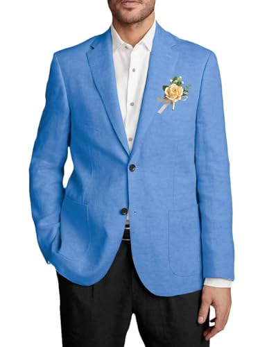 Netsky Mens Causal Linen Blazer Jacket Lightweight 2 Button Notch Lapel Summer Sport Coats