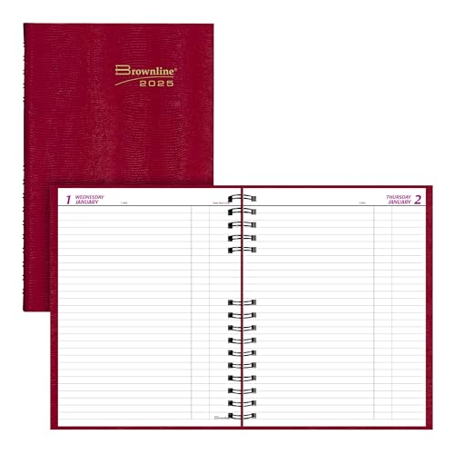 Brownline® 2025 Agenda CoilPro™ Quotidien, Journal non-daté, 12 mois, janvier à décembre, reliure spirale, 10.125" x 7.875", Rouge vif