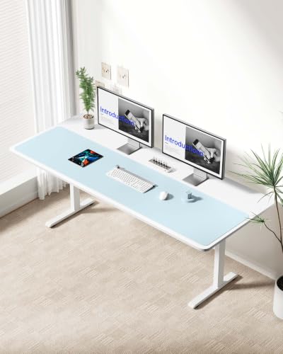 Image of YSAGi Leather Desk Protector, Office Mat, Large Mouse Mat, Non-Slip PU Leather Blotter, Laptop Desk Mat, Waterproof Writing Pad for Office and Home(Baby Blue, 63 inch x 17.2 inch)