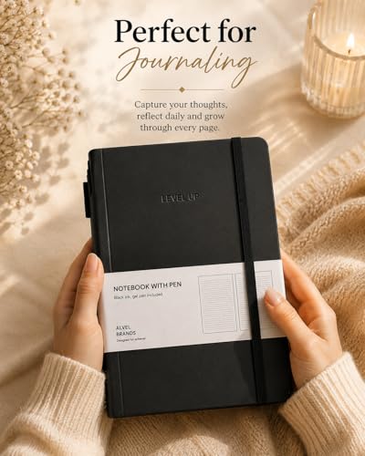 Carnet A5 couverture rigide noire à 200 pages lignées pour vos notes