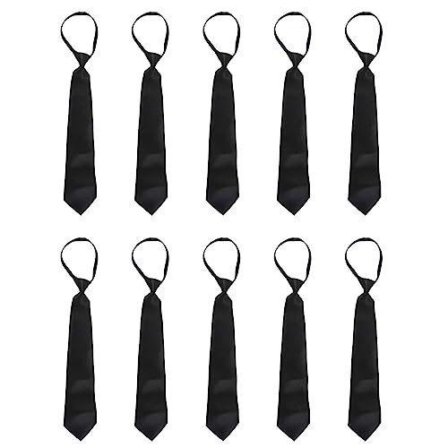 Xnuiasqe Lot de 10 cravates à fermeture éclair en polyester noir pour homme