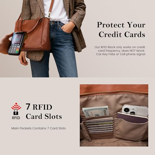 Cartera de mano mediana de cuero genuino para mujer miniatura 5