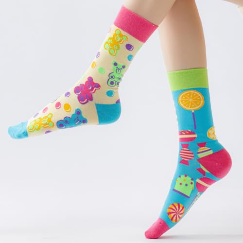 Image of 2 Pairs Cartoon Animal Crew Socks Fun Cotton Mid Calf Socks for Women