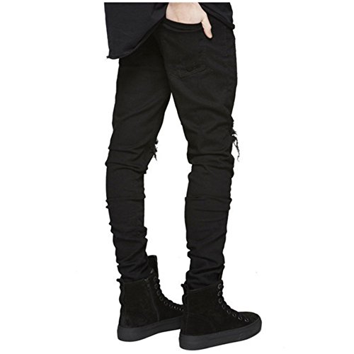 LONGBIDA Men's Ripped Slim Fit Skinny Destroyed Distressed Tapered Leg Jeans - Image 4