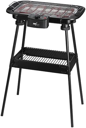 Melchioni Family | BBQ2 Barbeque Elettrico da Terra 2000W - Nero, Completamente Smonatabile, Dimensioni Griglia 38x22 cm, Termostato Integrato