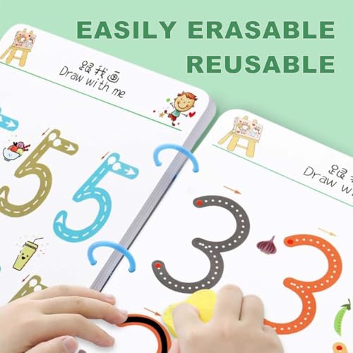 Image of RECLUSE Connecting Dots Mindfulness Learning Workbook for Kids Reusable Writing Practice Book Brain Development,Attention Building,Dot-Dot Activity Book with Pens & Ring Set Preschool Educational Toy