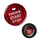 AIRSPEED Carbon Fiber Car Engine Start Button Cover Center Console Push-Button Sticker Interior Trim for Lexus is(2006-2012), ES(2006-2012), LX(2007-2015), Red (with Hole)