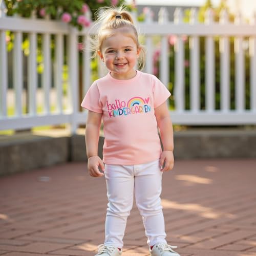 Hello Kindergarten Shirt for Kids First Day of School Boys Girls Rainbow T-Shirt Toddler Back to School Tee2