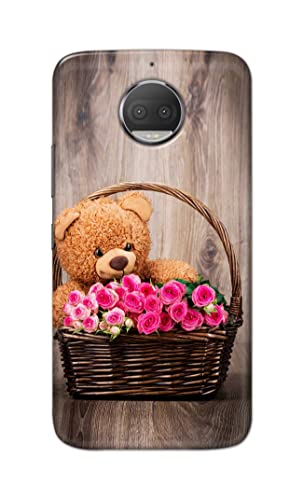 Image of PRINTFIDAA Roses and Teddy Bear in The Wicker Hard Back Cover for Motorola Moto G5S Plus (5.5 inch), XT1803, XT1805, XT1806, XT1804 Back Cover -(P6) KAT1004