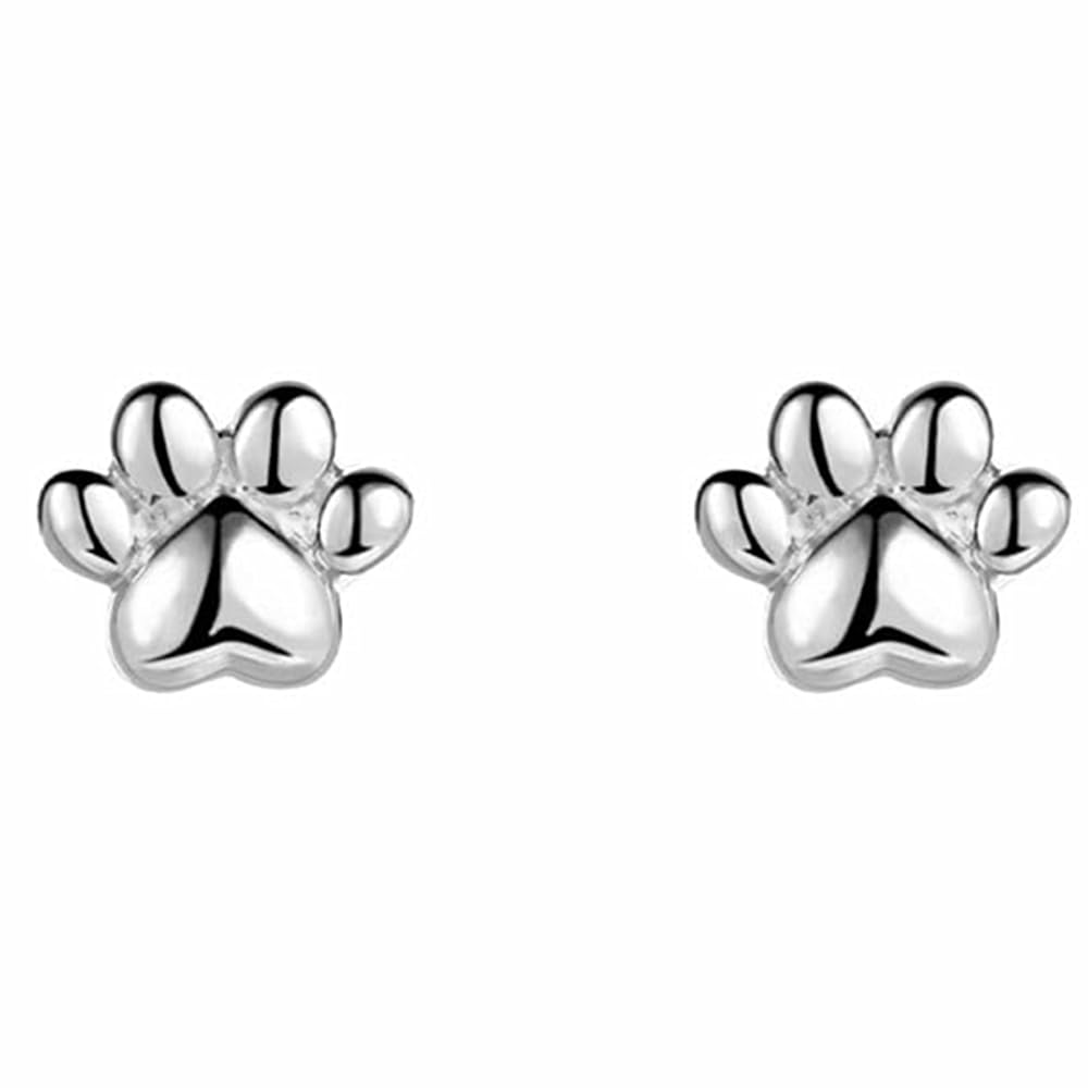 Aretes pequeños de tuerca pequeños con diseño de pata de perro y gato de 0.71 oz para mujeres, adolescentes y niñas, de acero inoxidable simple chapado en oro plateado para cartílago de animales