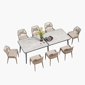Purple Leaf Essgruppe 8 Personen Rattan & Teak Grau