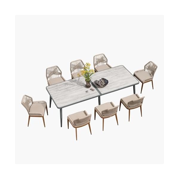 Purple Leaf Essgruppe 8 Personen Rattan & Teak Grau
