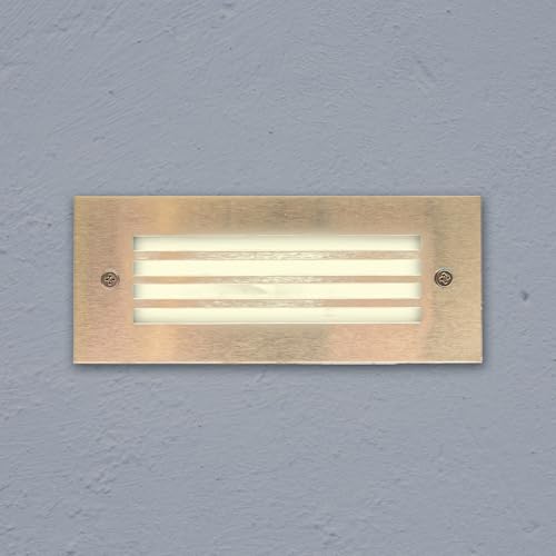 No Nonsense Products LED Outdoor Small Brick Light White Recessed Grill Style 17x7x5.5cm Garden Patio Step Wall Pathway Night Lights (Warm White)