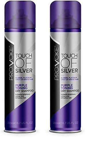 PROVOKE Touch Of Silver Purple Toning Dry Shampoo 200 ml, Neutralises Brassy Tones and Refreshes Hair, First Ever Dry Shampoo (Pack of 2)