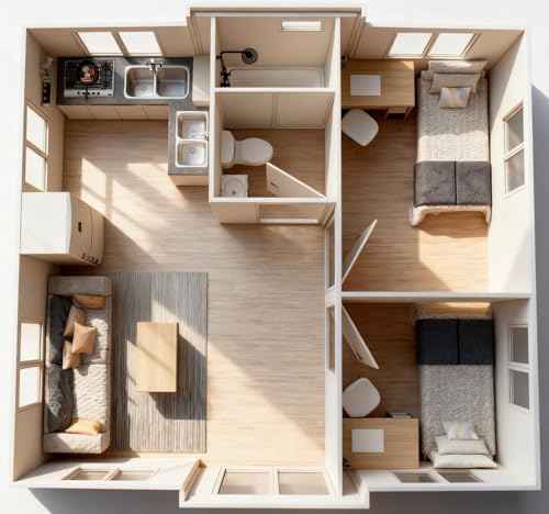 Prefabricated Tiny Home for Sale, 20ft Expandable Customized Container House with 2 Bedrooms, Kitchen and Bathroom, Portable Modular Foldable Tiny House to Live in for Adults for Office and Camping - Image 3