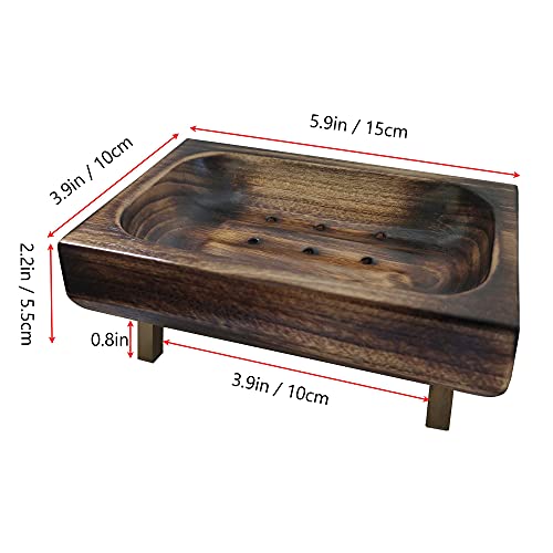 Morelax Wood Bamboo Soap Dish For Shower Self Draining Soap Holder Bathroom Kitchen Tray Soap Saver For Kitchen (Black Charcoal Color) #TOP5