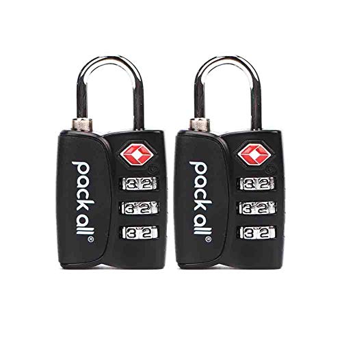 pack all TSA Approved Luggage Lock 3 Digit Combination Padlocks, Travel Lock for Suitcases & Bag, Inspection Indicator, Alloy Body, Travel Accessories (1, 2, 4 pack)