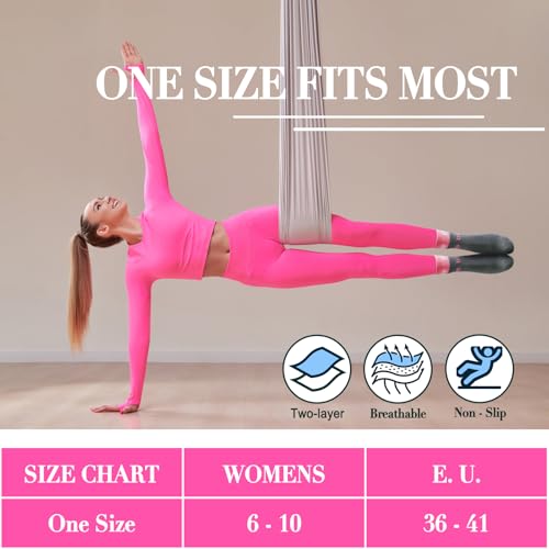 Image of 3PCS Non-Slip Pilates Yoga Socks with Grips for Women - Stylish Crew Socks for Ballet, Dance, Workout, and Pregnancy