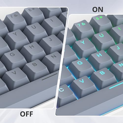 Image of Guffercty kred 61-Keys PBT 60% Keycaps 60 Percent Shine-Through OEM Profile Keycaps Backlit US Layout for 60% Mechanical Keyboard (61 Grey Black)