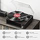 FYDEE Plattenspieler, Retro Plattenspieler Bluetooth mit 2 Eingebauten Stereo-Lautsprechern, Vinyl-Schallplattenspieler, 3-Gang 33/45/78 U/min, RCA-Ausgang, AUX-Eingang - Schwarznussholz