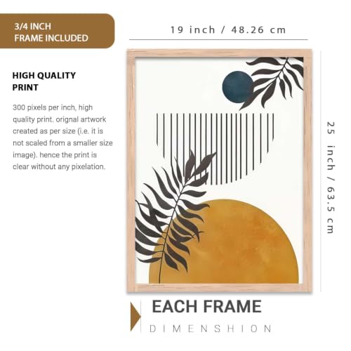 Image of kotart Painting Boho Wall Art Home Decoration Paintings With Frame For Living Room Bed Room Hotel Wall Decor Digital Reprint Set of 3 (19X25 inch)