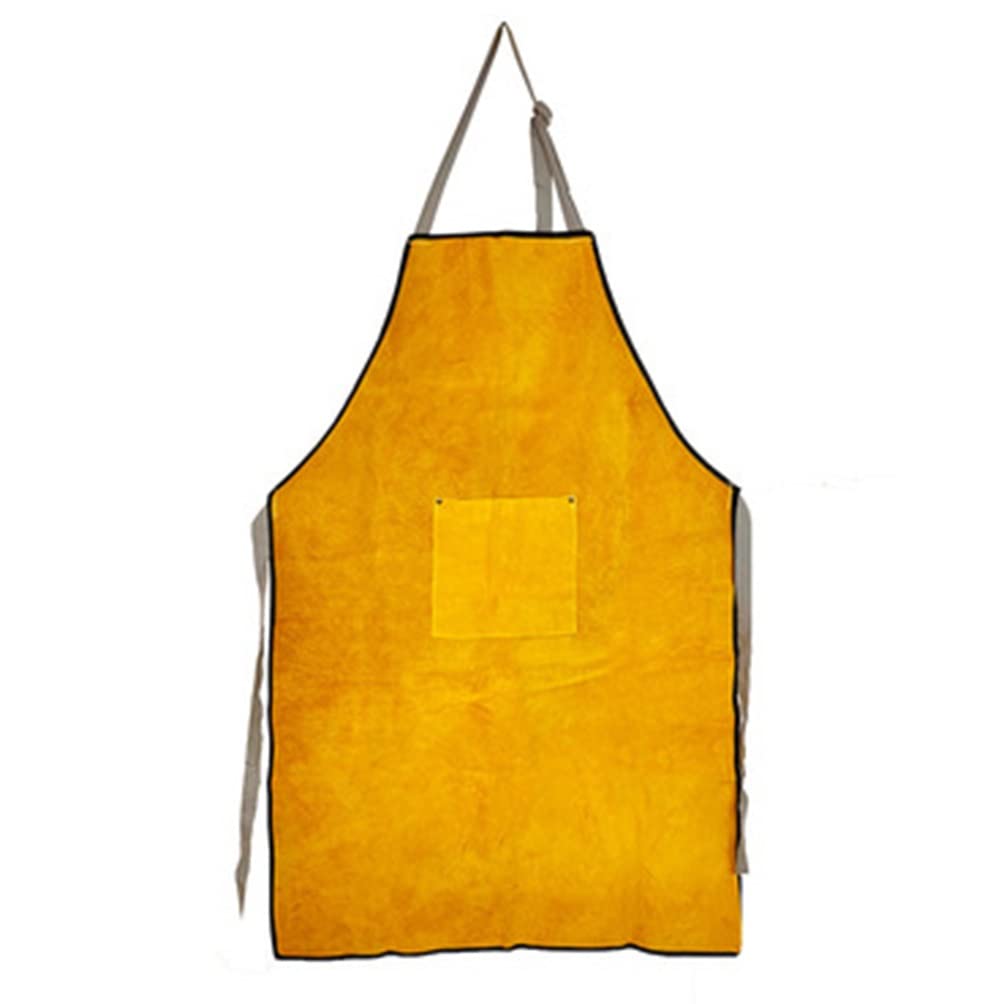 Saldatore Grembiule Grembiule for Saldatura in Pelle, Unisex Heavy Duty Work Grembiule, Blacksmith Carpentry Workshop Grembiule (Color : Yellow, Size : 90X60CM/35.4X23.6IN)