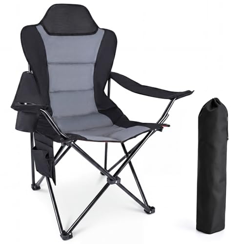 YEAUPE PRO Campingstuhl Faltbar Bequem Gepolster 150 KG Belastbar | Camping Stuhl mit Hochlehner & Breiter Sitz | Multifunktional Angelstuhl Karpfenstuhl Klappstuhl für Camping Strand Festivals