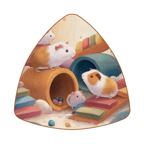 Dessous de verre en cuir microfibre chic lot de 6 de forme triangulaire avec motif cochon d'Inde - 2