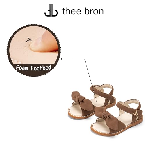 Image of THEE BRON Toddler Girls Sandals Wedding Flower Girl Dress Shoes Open Toe Flats