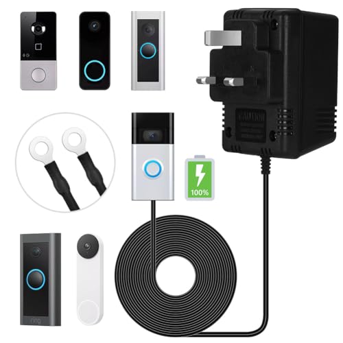 AMFUN 24V 500mA Doorbell Transformer Visual Doorbell AC Power Adapter Compatible for Most Versions of Ring Doorbell and Thermostat with 8M (315) Long Cable