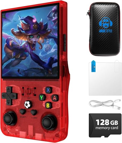 Image of R36MAX Retro Game Console, 4.0 inch Retro Gaming Console with 128GB Memory, Video Game Consoles with 4000mAh Battery and 30+ Emulators, Red