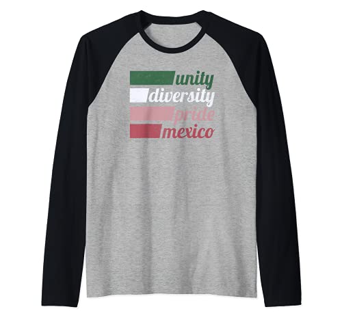 Trendy Unity Diversity Pride Mexico Colours Raglan Baseball Tee, Black