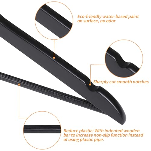 Amazon Basics Wood Suit Clothes Hangers, 30-Pack, Black - Image 4