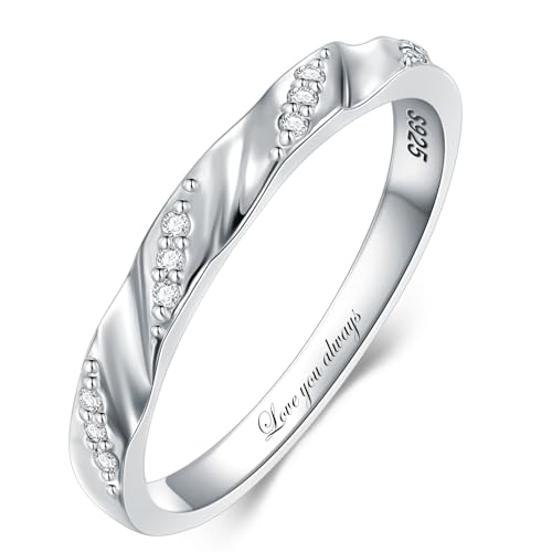 Personalized Engraved Diamond Couples Rings Wedding Band Sets For His & Hers 10K 14K 18K Gold/Sterling Silver Engagement Ring Anniversary Valentine's Day Christmas Birthday Jewelry Gift4