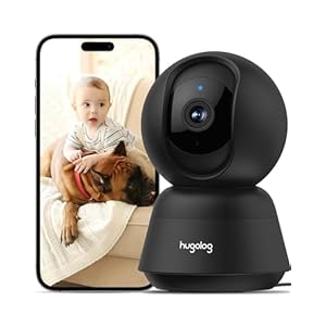 Hugolog 2K 3MP Indoor Pan/Tilt Security Camera with 12×Zoom,Ideal for Baby Monitor/Pet Camera/Home Security,Starlight Color Night Vision,Human/Sound Detection,Two-Way Audio,US Cloud,Works with Alexa