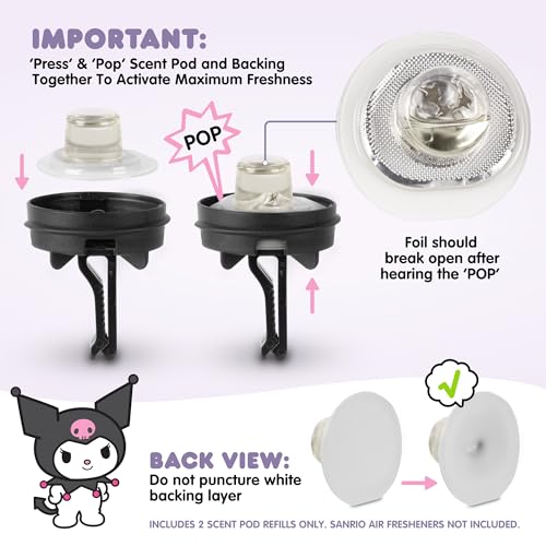 Image of Hello Kitty Car Air Freshener Refills 2-Pack - Midnight Lavender Scent - Cute and Long-Lasting Car Accessories, Odor Eliminator, Fun Scents, 30 Days Freshness (2 Refills)