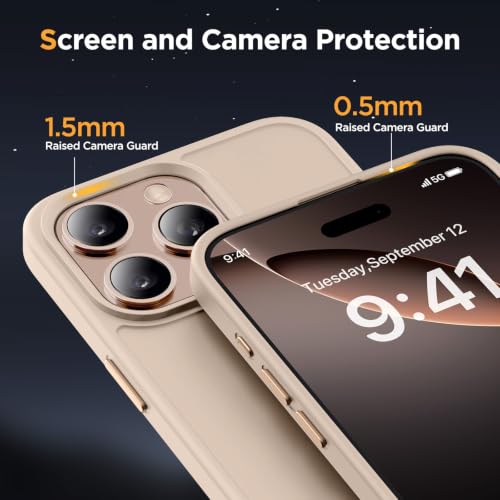 Image of miracase Magnetic for iPhone 16 Pro Max Case, [Compatible with MagSafe] [Military-Grade Protection], Anti-Fingerprint, Slim Case for 16 Pro Max 6.9 inch- Gold